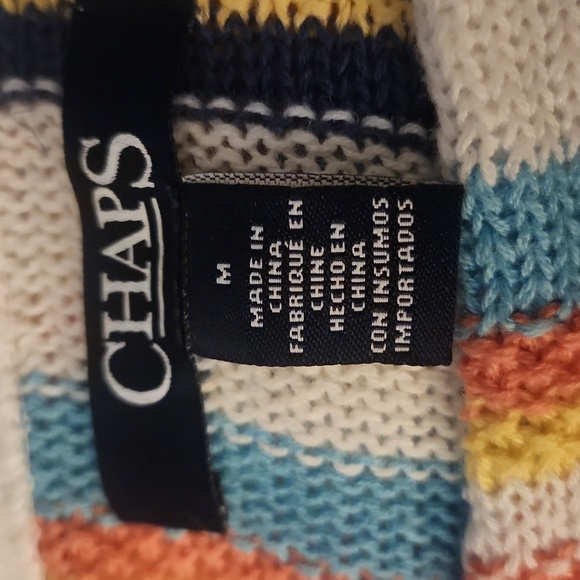 Chaps multi striped tunic sweater womens M linen, cotton blend - Picture 2 of 9